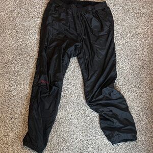 Marmot Men’s Nylon Pants Size Large Black Outdoor Lined Zip Sides Elastic Waist